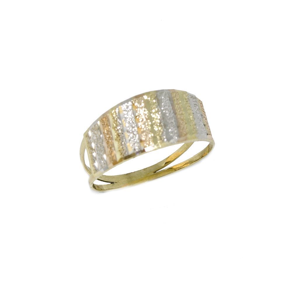 Anel Cerca Tricolor Diamantado em Ouro Amarelo 18 Kilates - 25097
